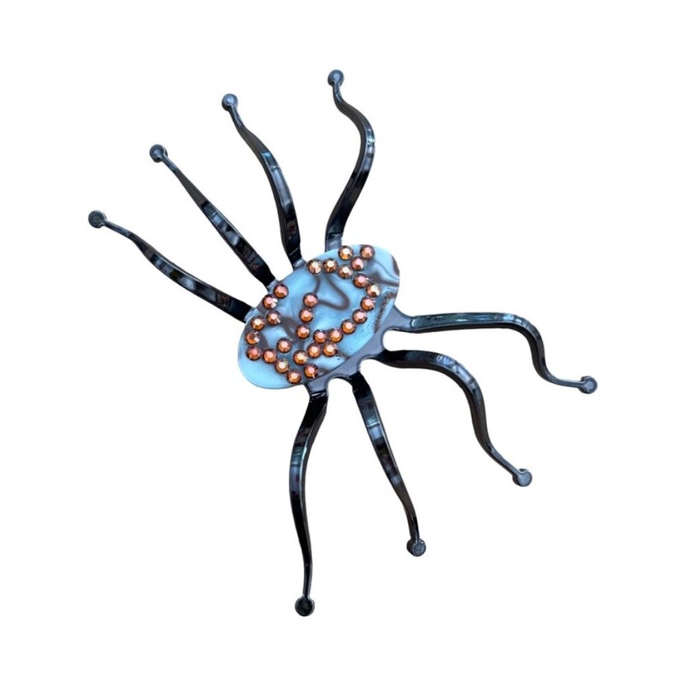 Silvia Tcherassi bronze crystal spider broche